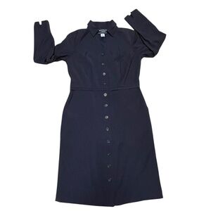 LANDS END AMERICAN AIRLINES Lined Dark Blue Long Sleeve Dress Size 6Petite